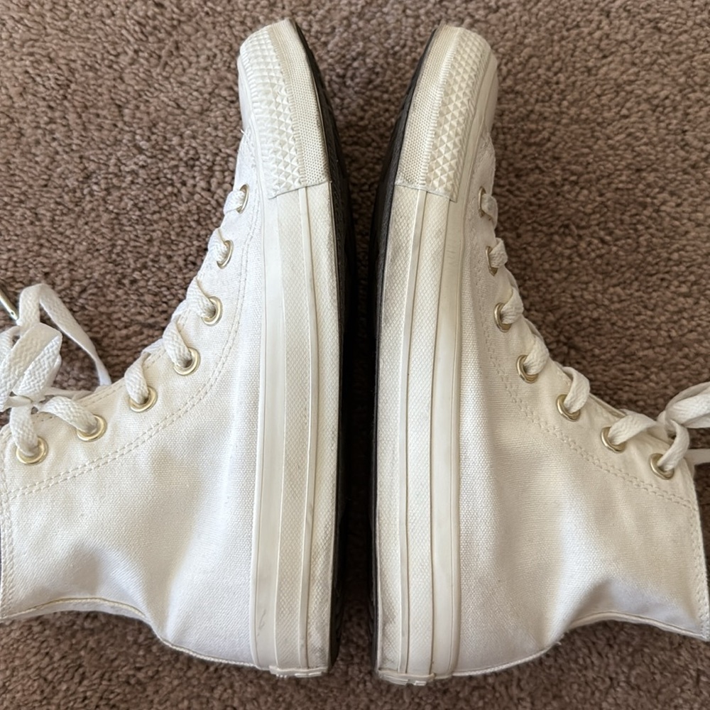 Converse Chuck Taylor All Star Off-White High Top Sneakers Size 7 - Picture 9 of 14